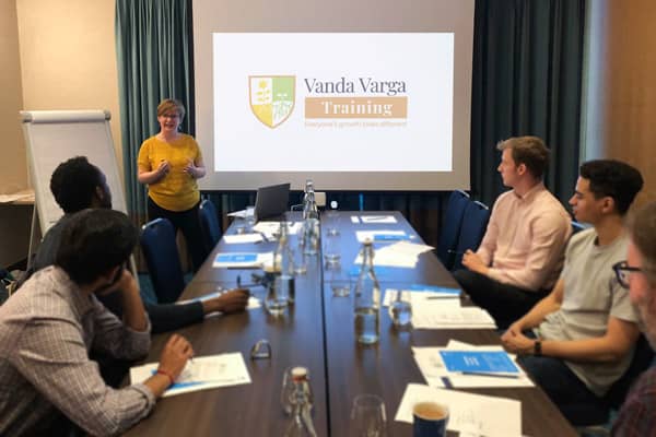Vanda Varga in a corporate training workshop for mental fitness mental health first aid in Hampshire Portsmouth Southampton